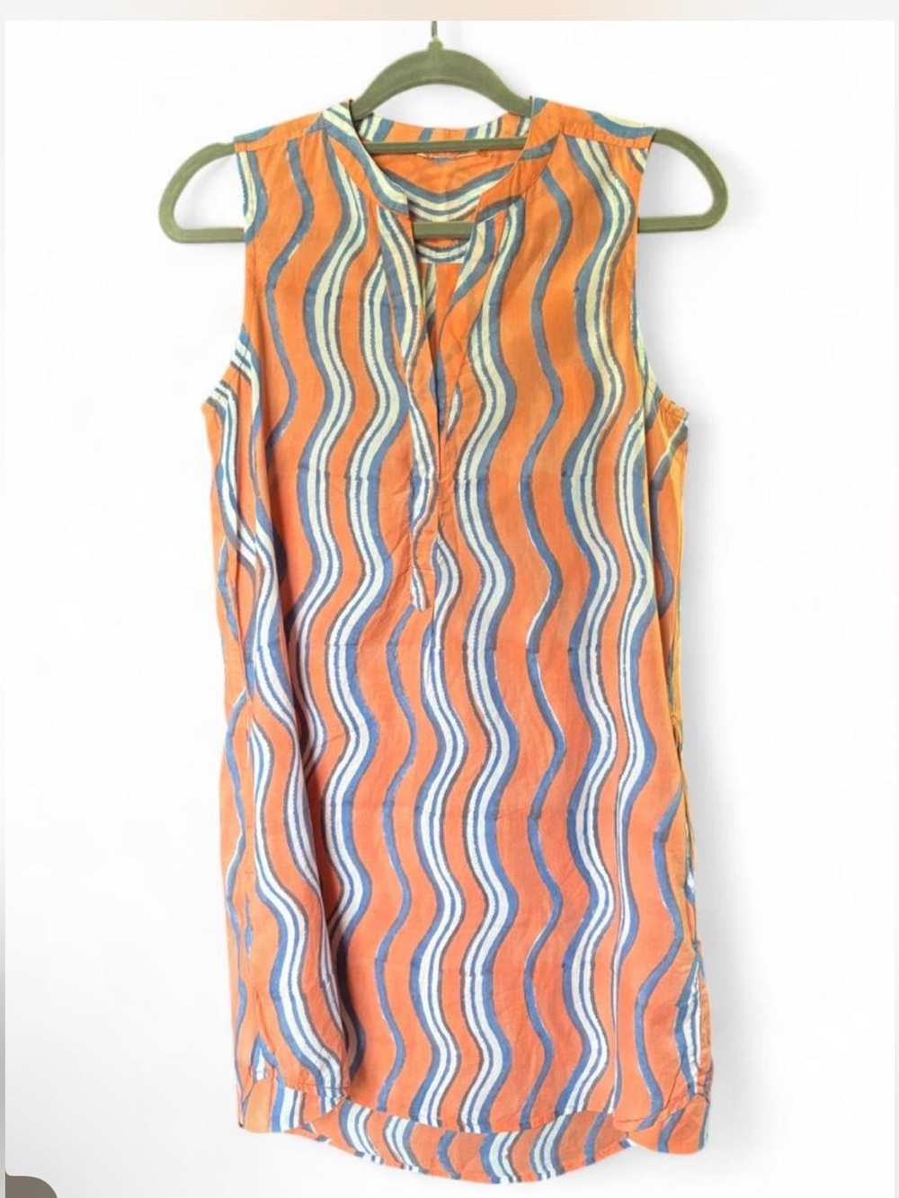 Oliphant Blue Wave-Print Sleeveless dress